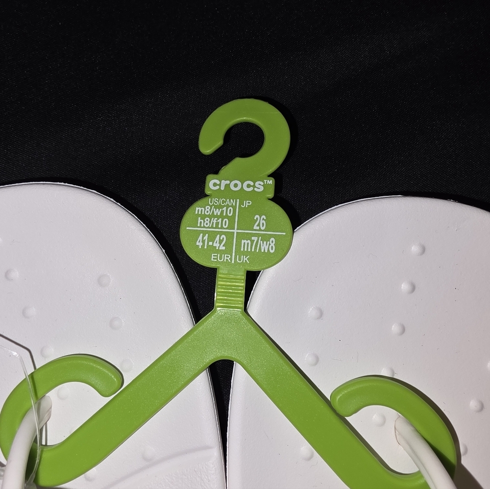NWT Crocs Flip Flops M8 W10 White - Picture 5 of 5